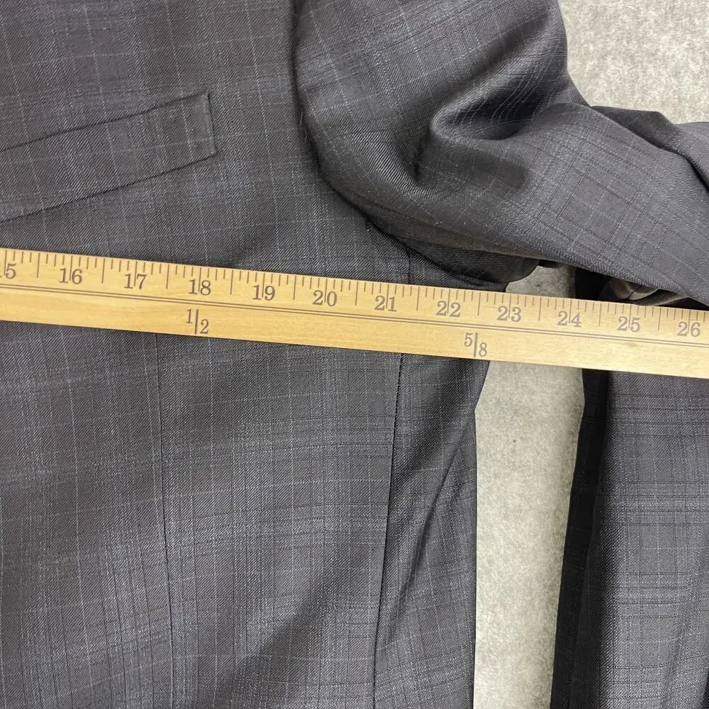 Ted Baker Endurance Blazer Sport Coat Mens‎ 46XL Blue Gray Plaid Wool 2 Button